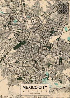 Mexico City Map Vintage