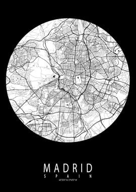 Madrid City Map Full Moon