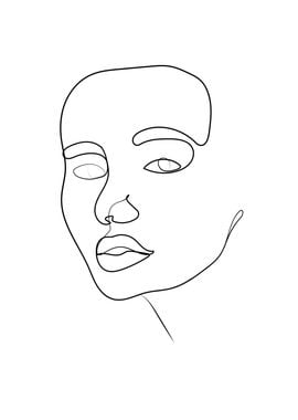 Female face one line art