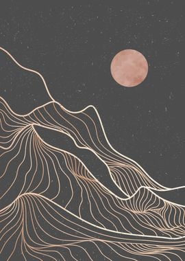 Abstract Mountain line art