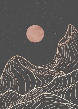 Abstract Mountain line art