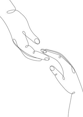 Hand Holding one line art