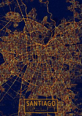 Santiago Map City At Night