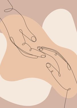 Holding hand one line art