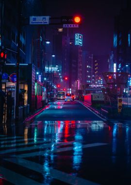 Shibuya street neon lights