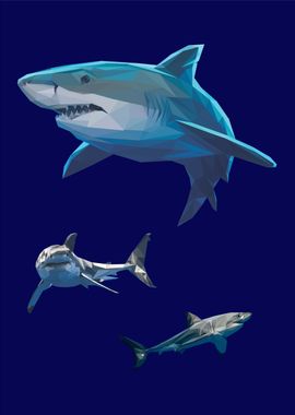 shark polygonal pop art