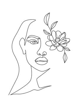 Woman face with flowers