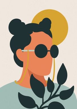 Cool woman floral portrait