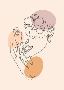 Floral Woman one line art