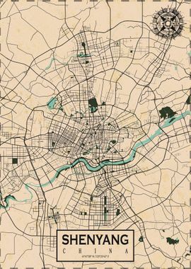 Shenyang City Map Vintage