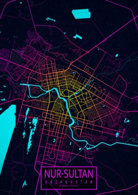 NurSultan City Map Neon