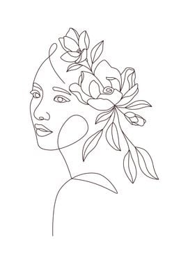 Elegant floral woman head