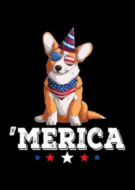 Dog 4th of July USA Corgi