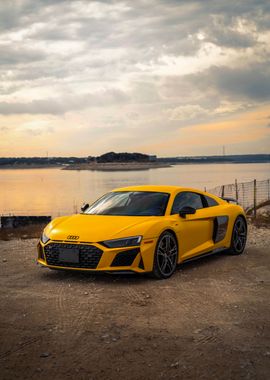 Yellow Super Car Sea Shore