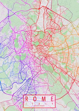 Rome City Map Colorful