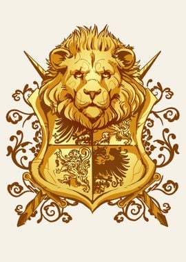 Gold Lion Animal Shield