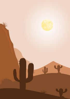 Desert sunrise and Cactus