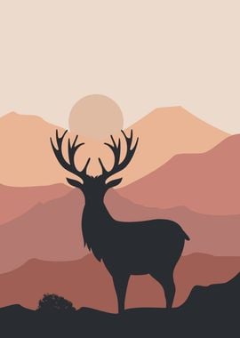 Sun mountains deer animal