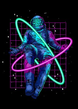 Floating astronaut neon