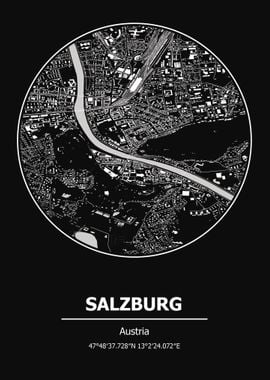 Salzburg City Map Austria