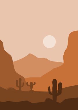 Desert Mountain and Cactus