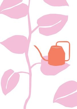 Pink floral leaf with Pot