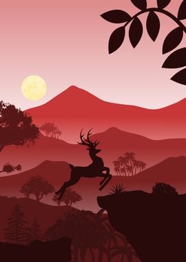 Red Mountain With CuteDeer