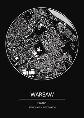 Warsaw City Map Poland