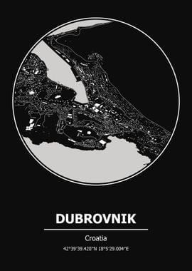 Dubrovnik City Map Croatia