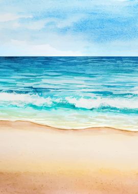 Watercolor Waves over Sand