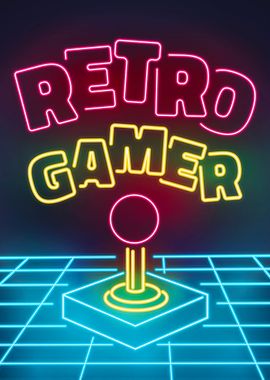 Retro gamer neon poster 