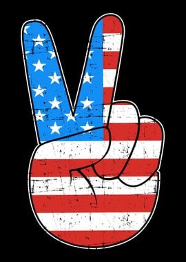 Peace hand sign with USA A