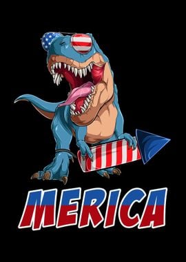 Trex American Flag US Dino