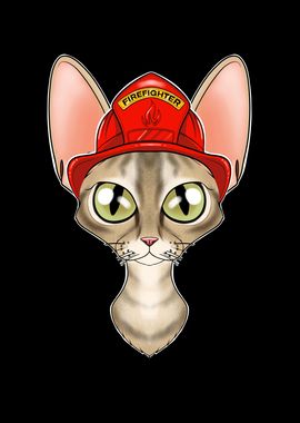 Firefighter Devon Rex Cat