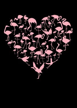 Pink Flamingo Heart