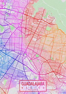 Guadalajara Map Colorful