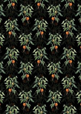 Black Floral Peach Pattern