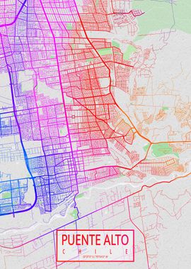 Puente Alto Map Colorful