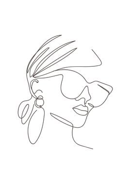 Cool Woman line drawing