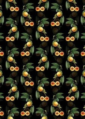 Black Floral Peach Pattern