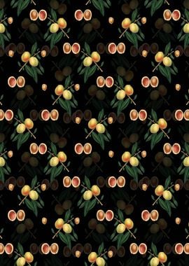 Black Floral Peach Pattern