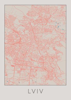 Lviv Vintage Map Ukraine