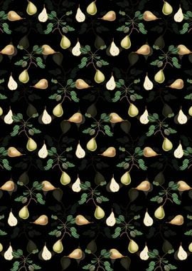 Black Floral Pear Pattern