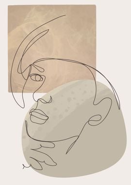 Woman face single line art