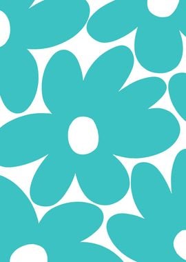 Daisy Flowers Turquoise 1