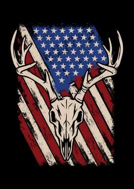 Deer Skull American Flag