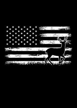 Deer Hunting American Flag