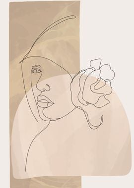 Floral woman one line art