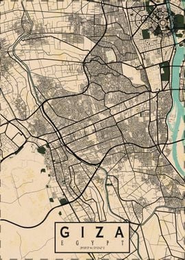 Giza City Map Vintage