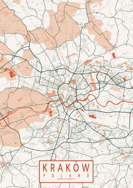 Krakow City Map Bohemian